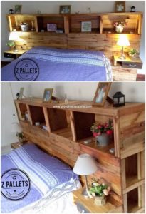 Pallet Bed Headboard with Lights