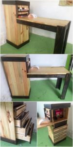 Pallet Desk Table with Drawers