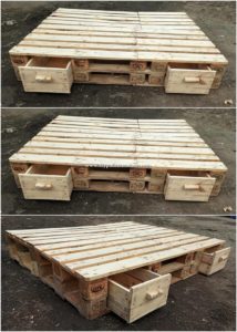 Wood Pallet Bed with Drawers