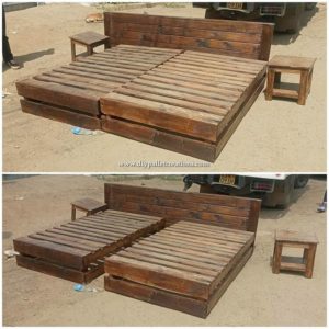 Wooden Pallet Bed and Side Tables