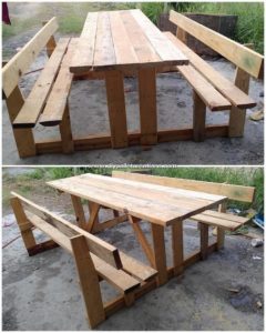 Pallet Wood Benches and Table
