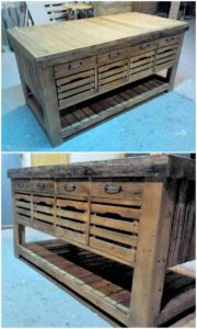 Pallet Wood Table with Drawers